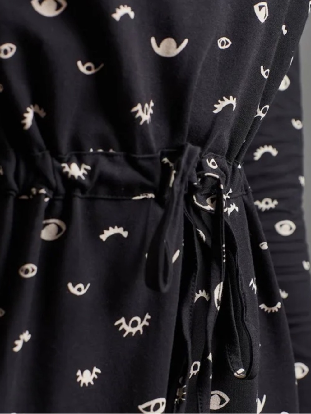 MATA TRADERS organic cotton ABBY LONG SLEEVE jersey knit DRESS medium mini BLACK - Picture 7 of 9